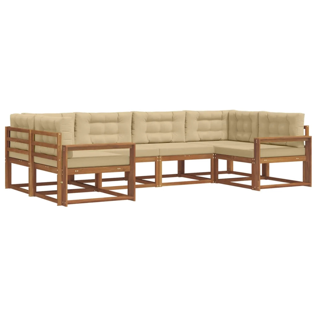 Set di divani da esterno con cuscino 6 pcs Naturale e Beige 3368076