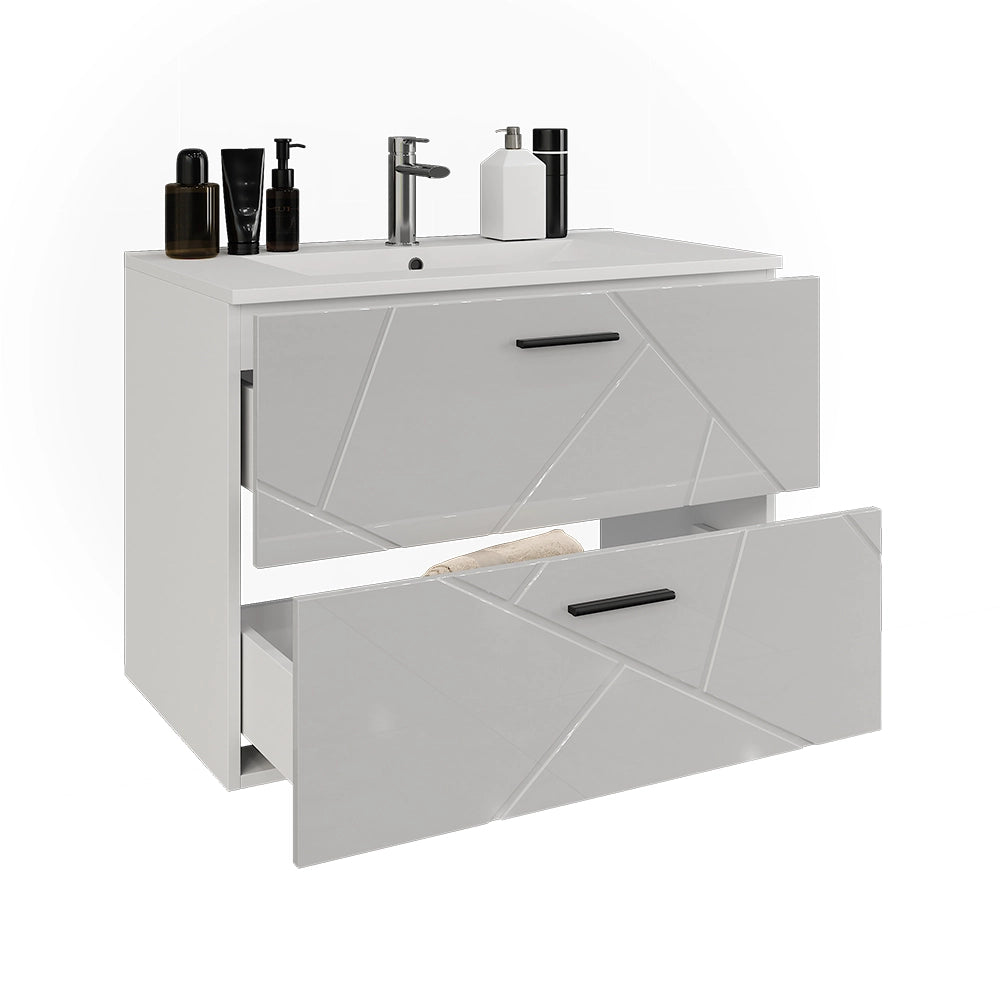 Vicco Set di mobili da bagno Bianco/bianco lucido 2 parti