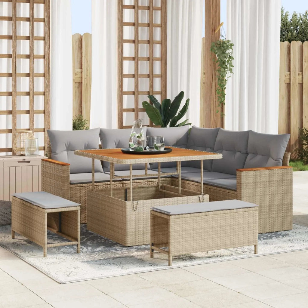 Set Divano da Giardino 8 pcs Beige polyrattan 3362907