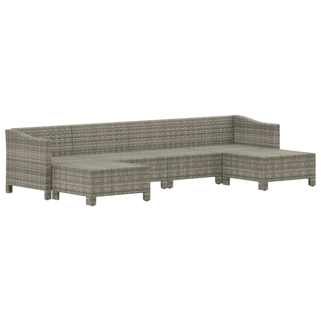 Set Divani da Giardino 6 pz con Cuscini in Polyrattan Grigio 3187295