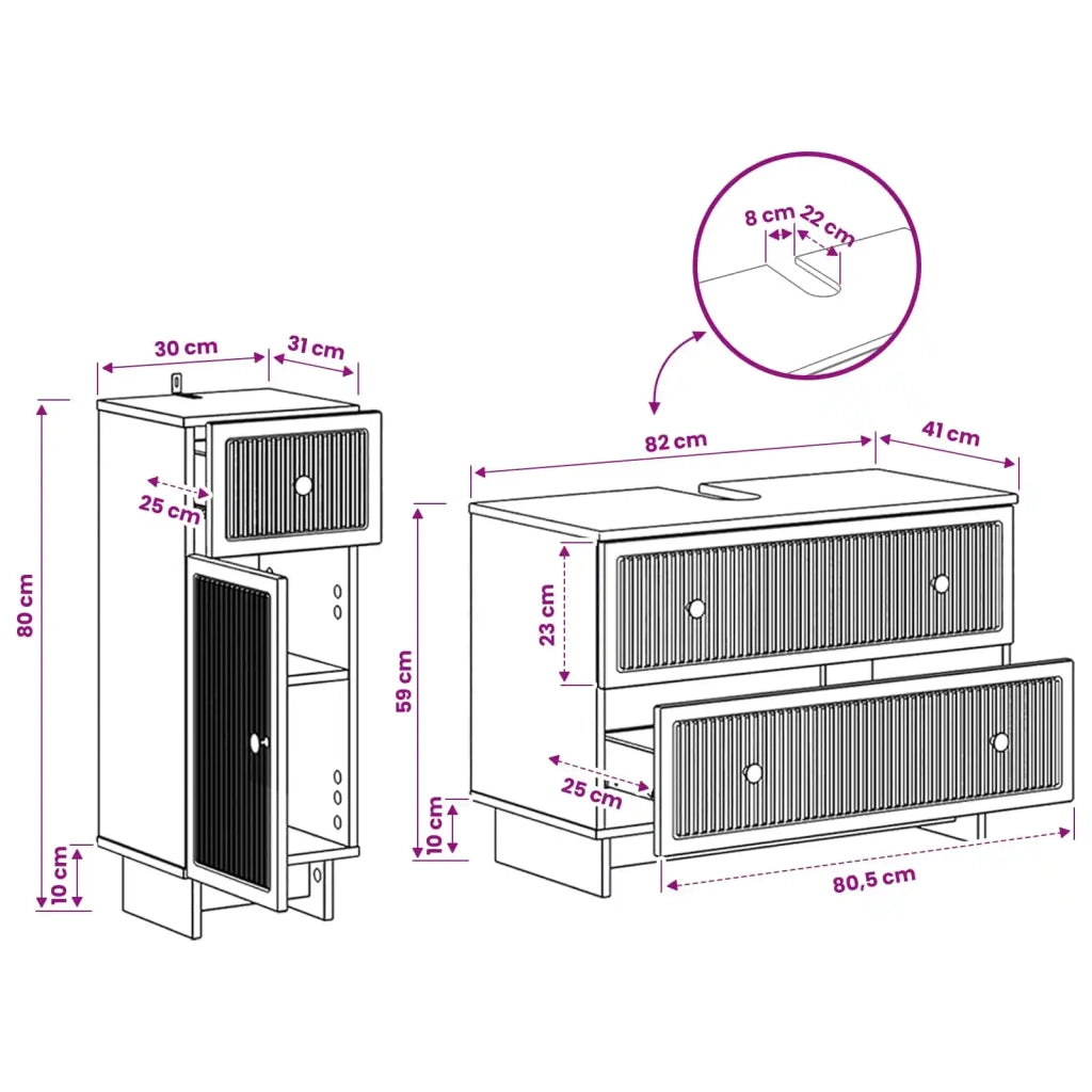 Set di Armadi da Bagno da 2 Pezzi EDE Legno antico 3417664