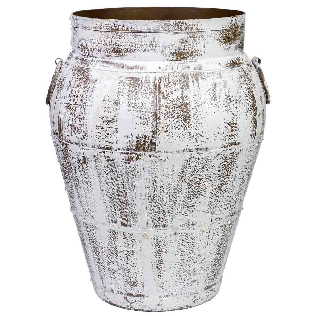 Vaso in metallo invecchiato bianco 45x45x60h cm