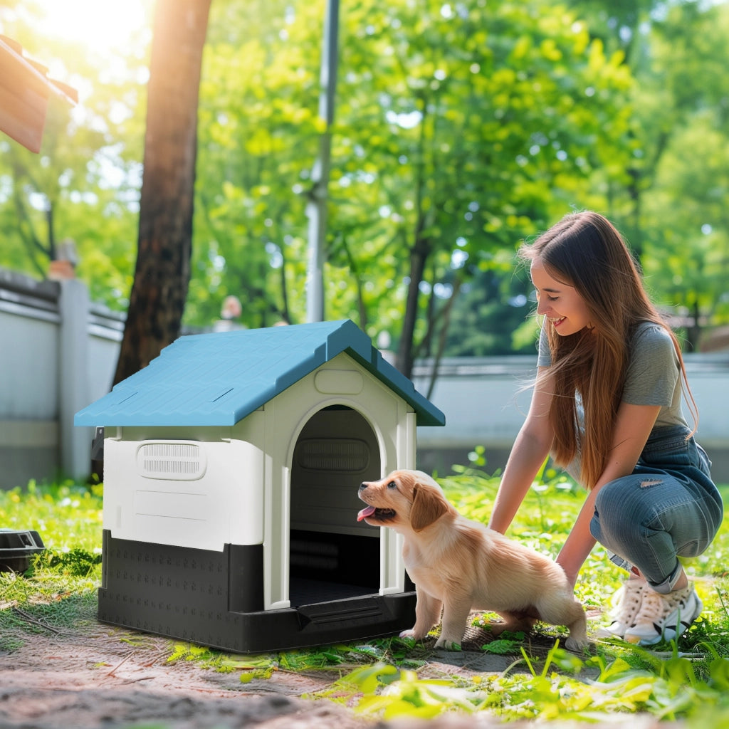Casetta per cani ¨C Minimal ¨C 64.5x57x66 cm bianco e blu