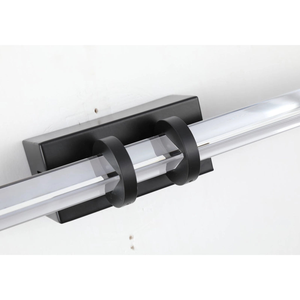 Applique a LED Parma, metallo nero opaco e vetro trasparente