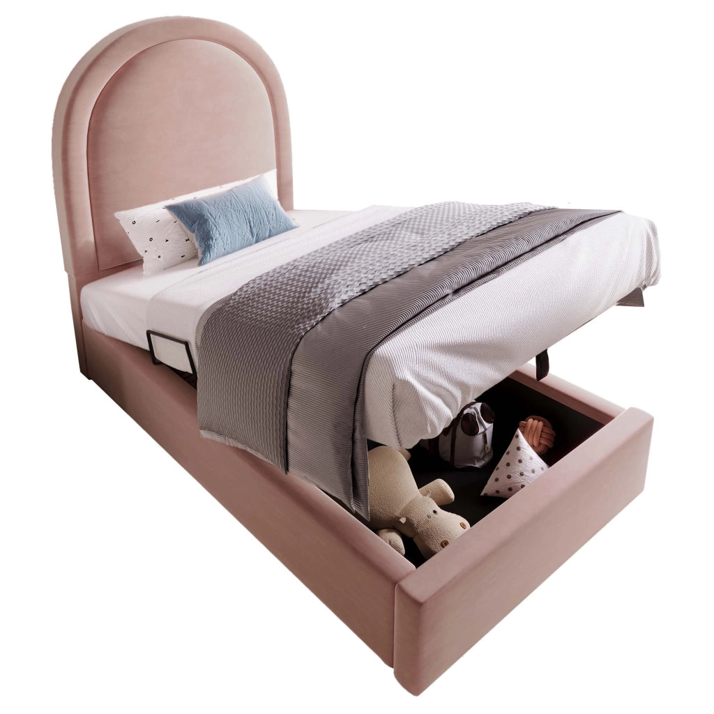 letto singolo velluto rosa 90 x 200 cm