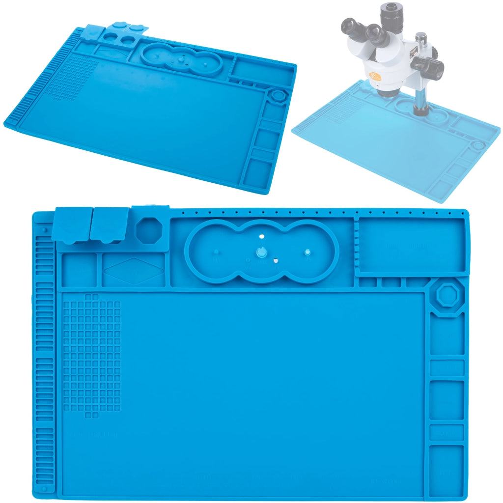 Tappetino in Silicone Antistatica 480x320mm – Resistenza Alta Temperatura 500°C | Base Magnetica e Metallica