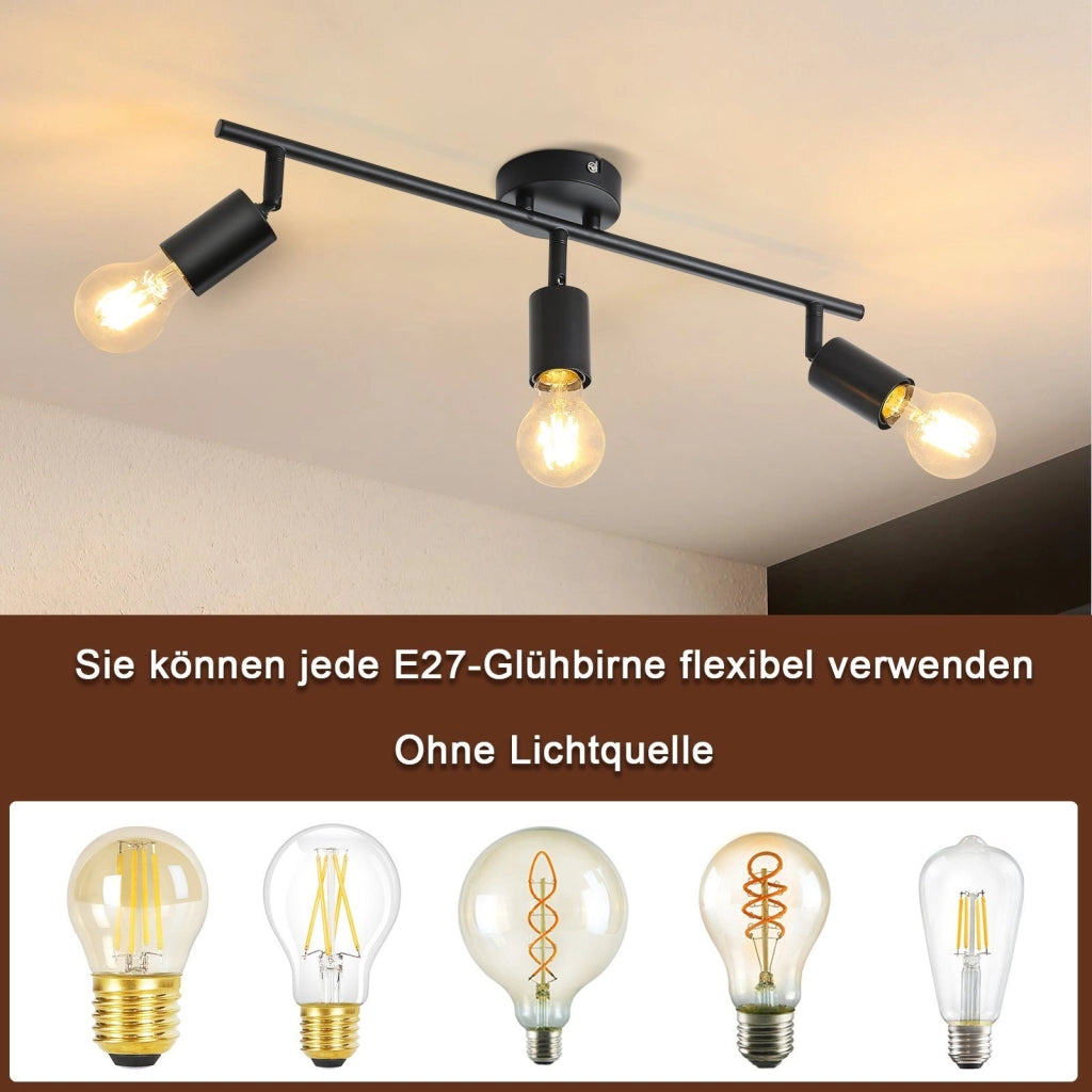 ZMH Faretto da soffitto neri E27 orientabili 350° vintage per camera letto