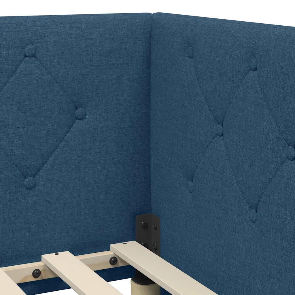 Cornice del letto ad angolo Blu 100 x 200 cm Tessuto 42016510