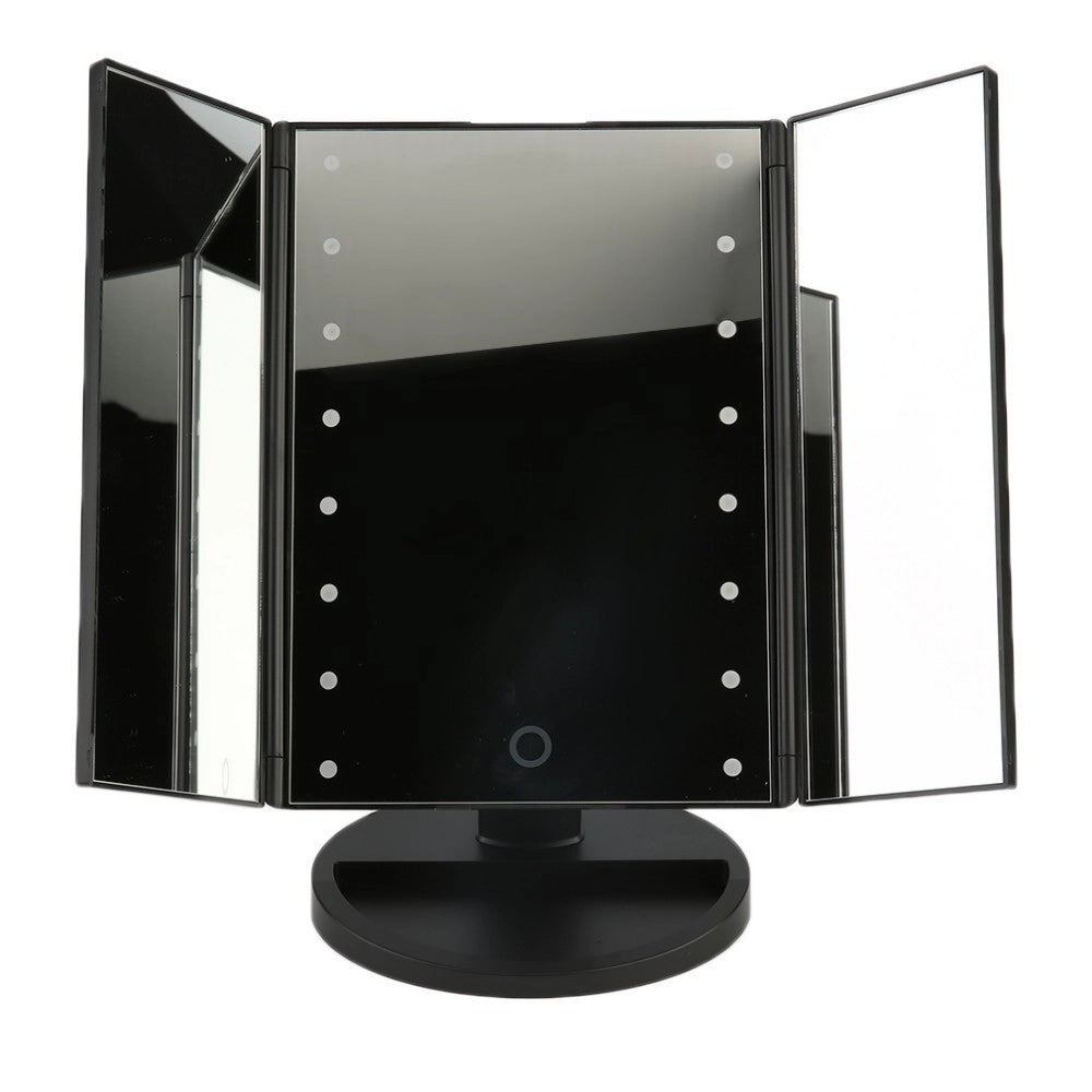 Trade Shop - Specchio Da Trucco Illuminato 22 Led Portatile 4 Specchi Make Up 1x 2x 3x 180° -