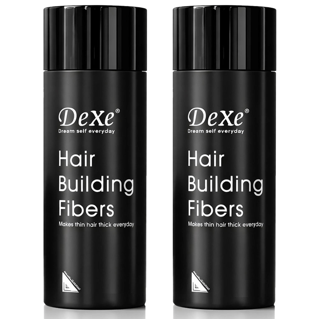 Fibre Capelli x 2 Barattoli Volumizzante Polvere per capelli Correttore Nero 27g