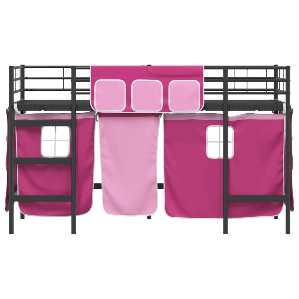 Struttura del Letto Loft per Bambini con Tendine-Giroletto per bambini Nero e rosa 781072