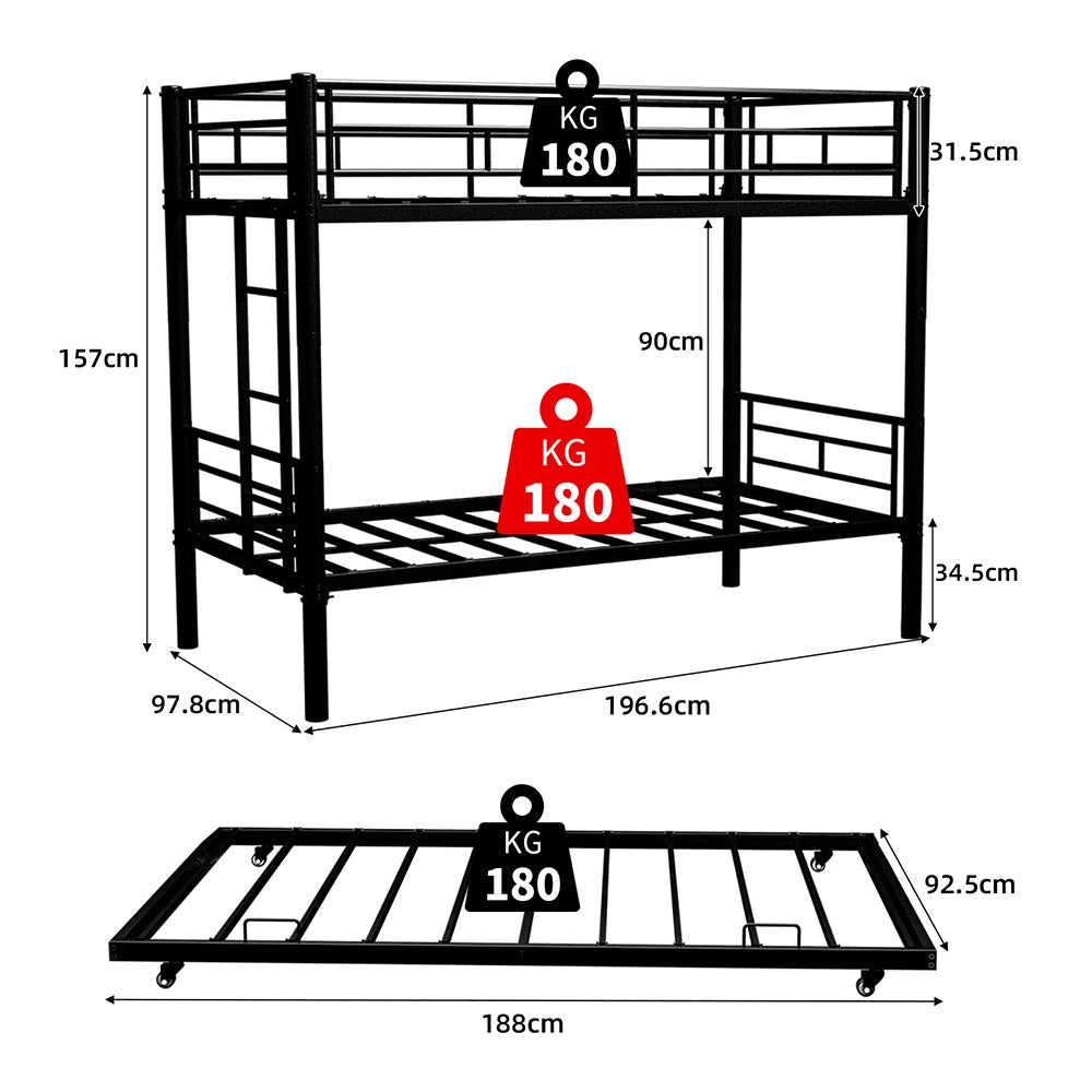 Letto metallico Twin Over Twin - Xylo - stabile e silenzioso, sicuro