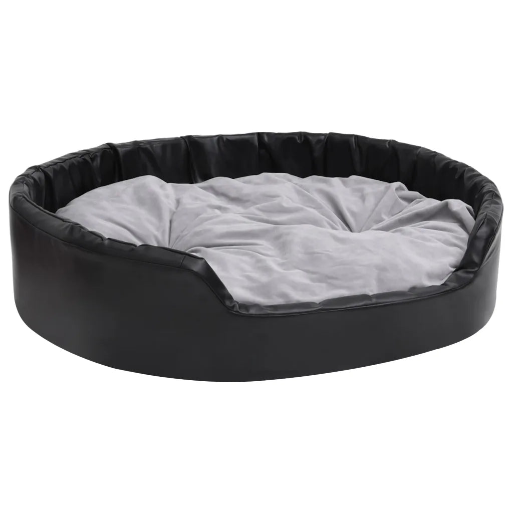 Lettino per Cani Nero e Grigio 99x89x21 cm Peluche e Similpelle 171256