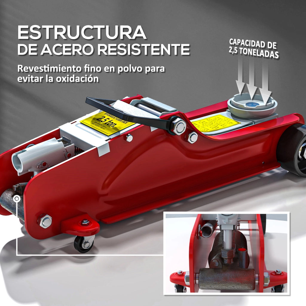 Cricco Idraulico 2,5T ¨C Minimal ¨C Rosso, Altezza 80-380 mm