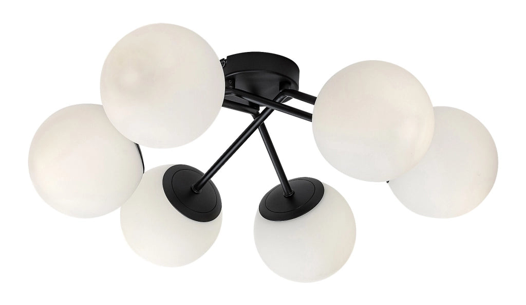 Rabalux Meduza plafoniera nera sfere bianche 6xE14