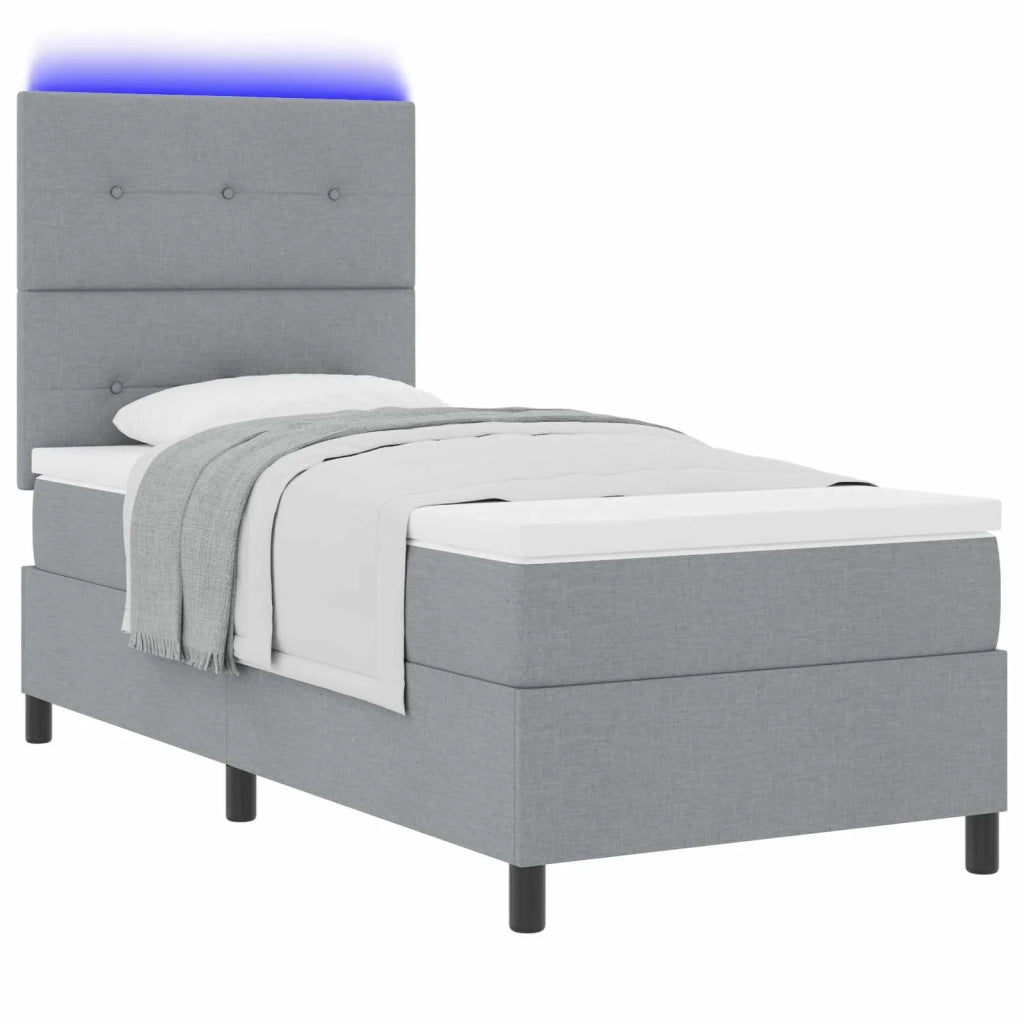 Letto a molle con materasso Grigio chiaro 90 x 190 cm Tessuto