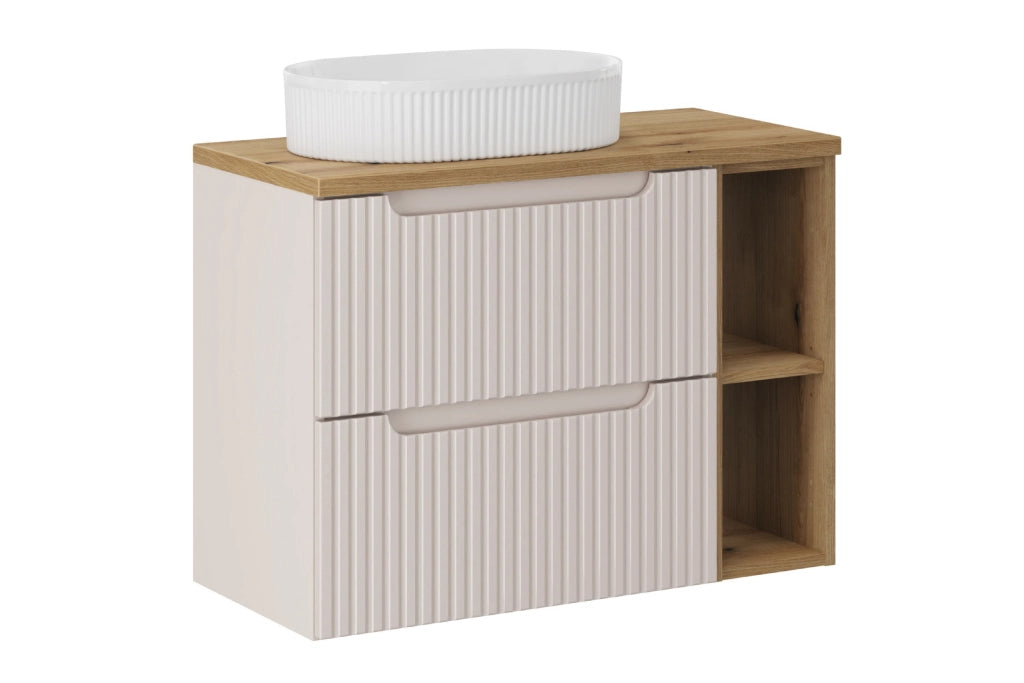Set mobili bagno 80 cm con piano e lavabo da appoggio Beyond Nova Cashmere 80 cm