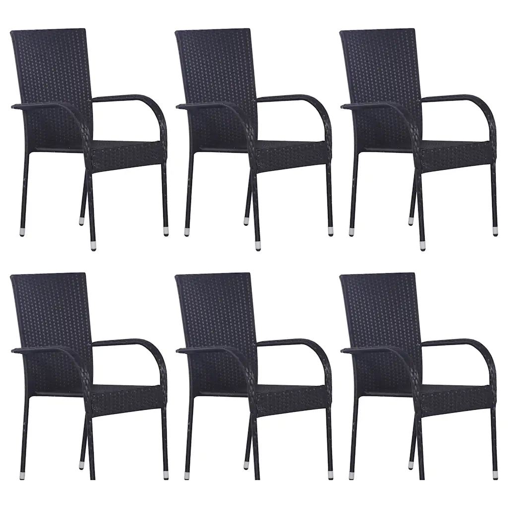 Set Mobili da Pranzo per Giardino 7 pz Nero 3067878