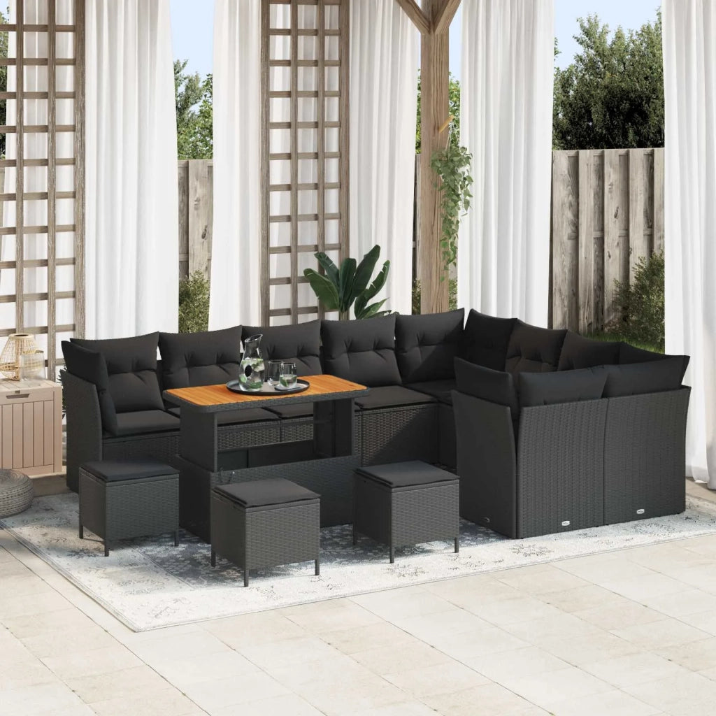 Set Divano da Giardino 13 pcs Nero polyrattan 3361529