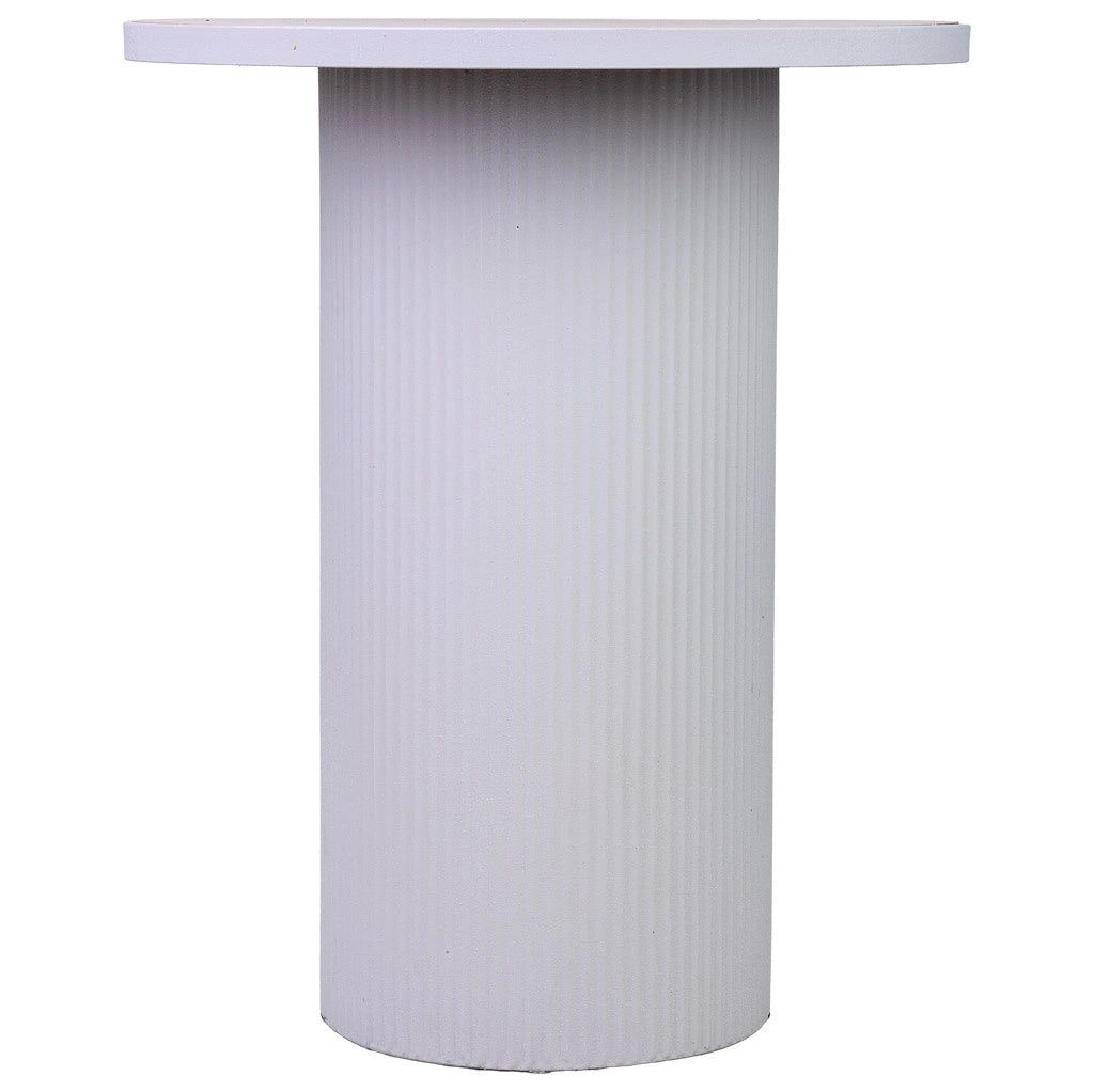 Tavolino in metallo bianco e legno 46x46x56h cm