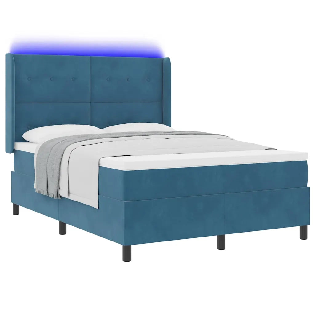 Letto a molle con strisce LED Blu 140 x 200 cm Velluto 3343872