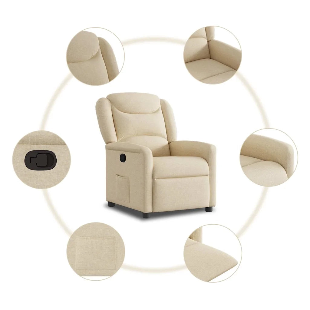 Poltrona | Sedia Relax Reclinabile in Tessuto Crema