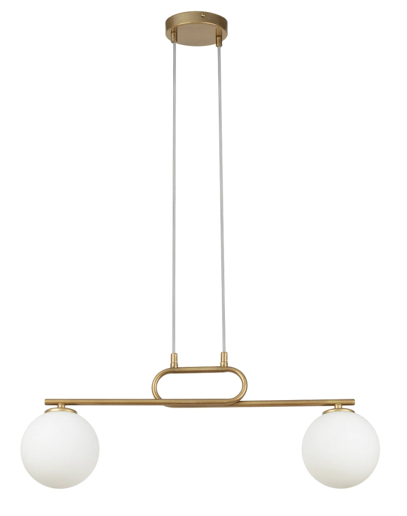 Lampada a sospensione Tes Sigma 2 luci G9 oro e vetro