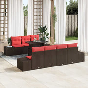 Set di divani con cuscino 8 pcs Marrone e Rosso polyrattan 3349130