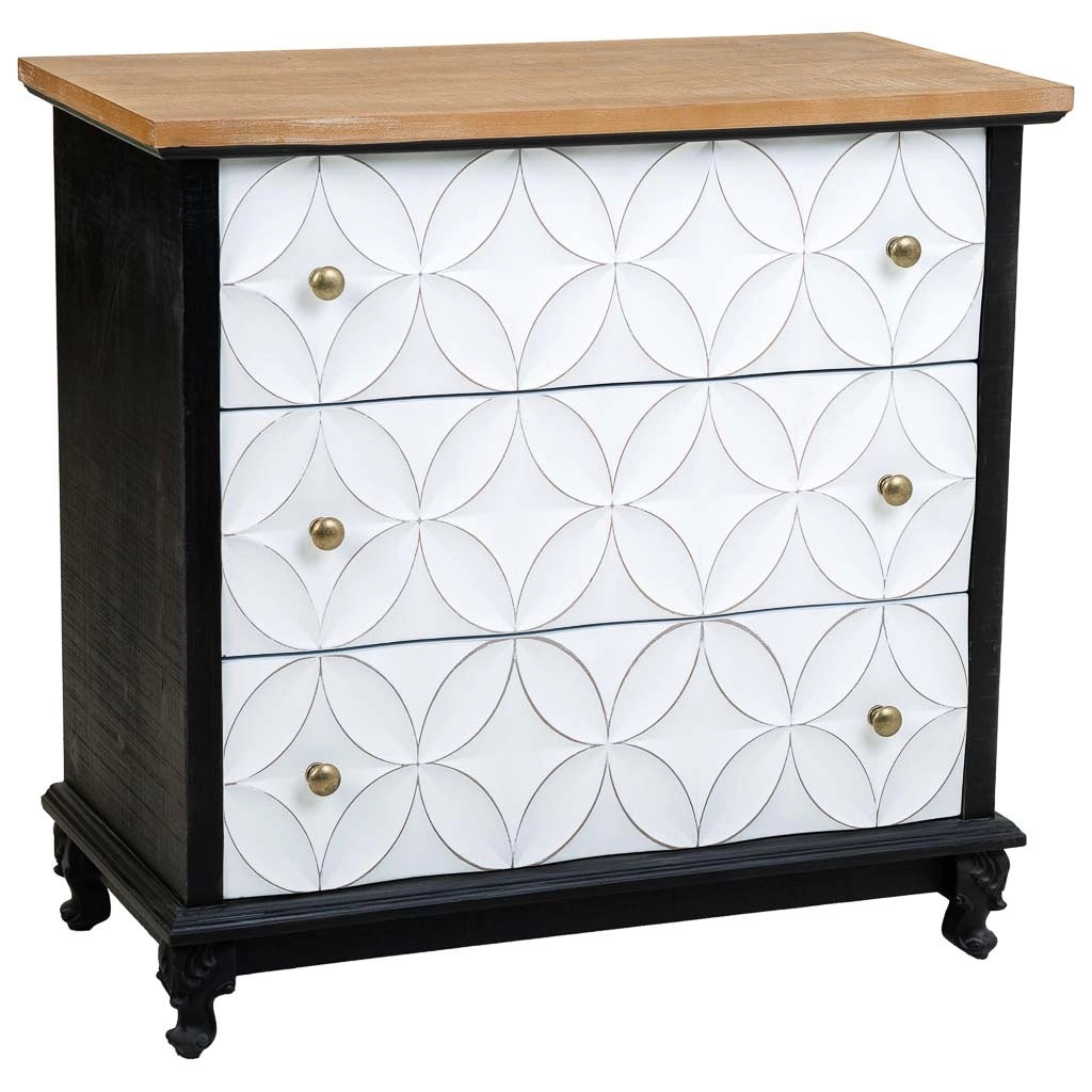 Comò in legno con 3 cassetti 74x38x72