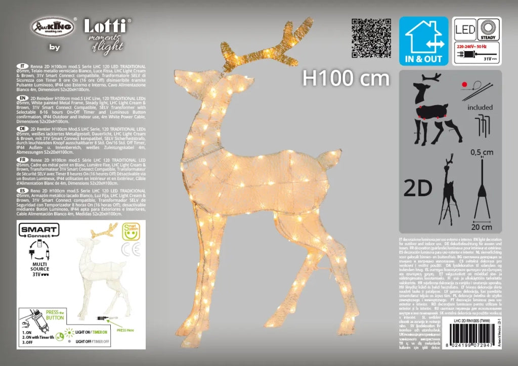 Renna 2D H100 cm Mod S 120 LED Traditional IP44 timer