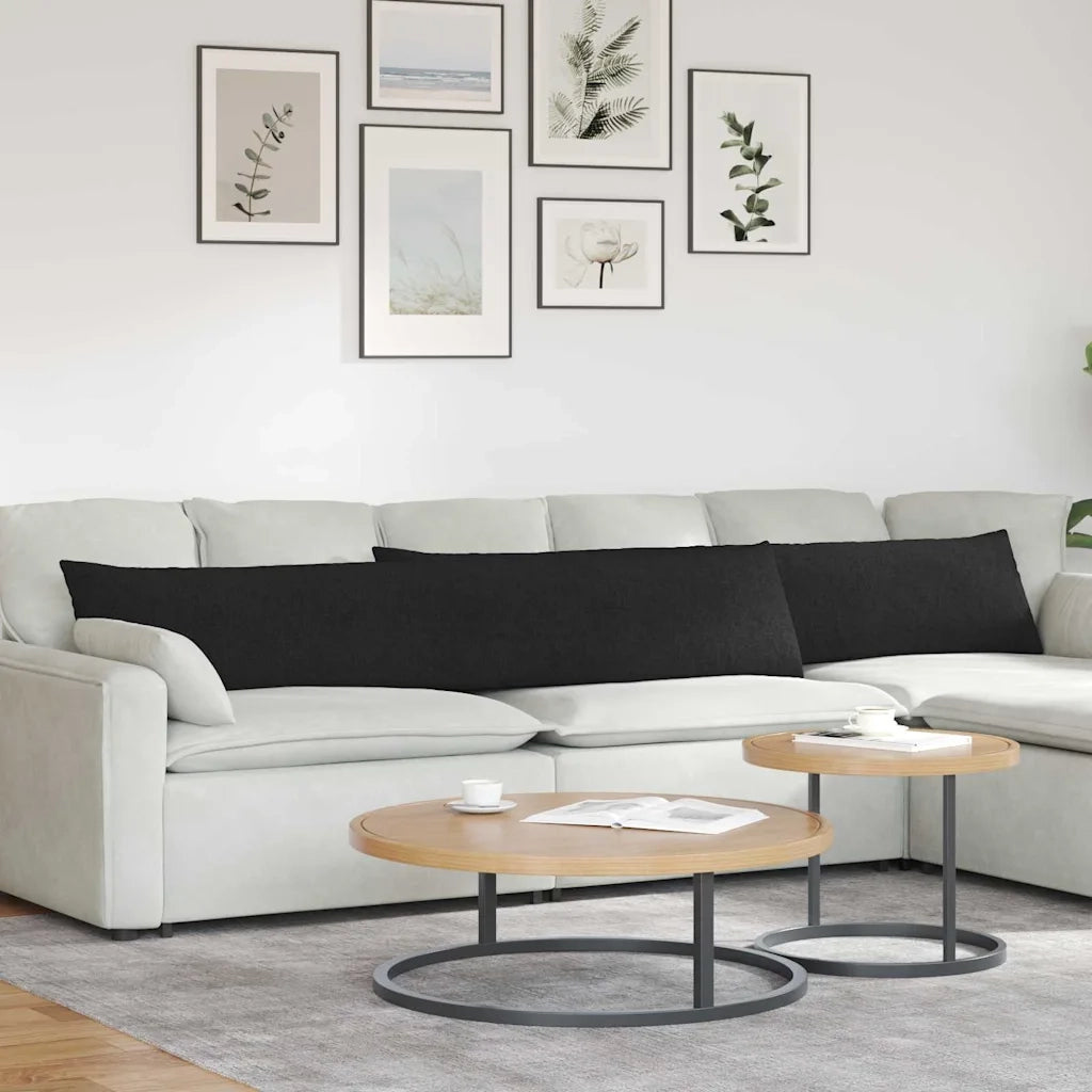 Cuscini da Divano 2 pcs Nero 200 x 40 cm Tessuto 42013870
