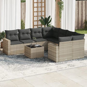 Set Divano da Giardino 9pz con Cuscini Grigio Chiaro Polyrattan 3218752