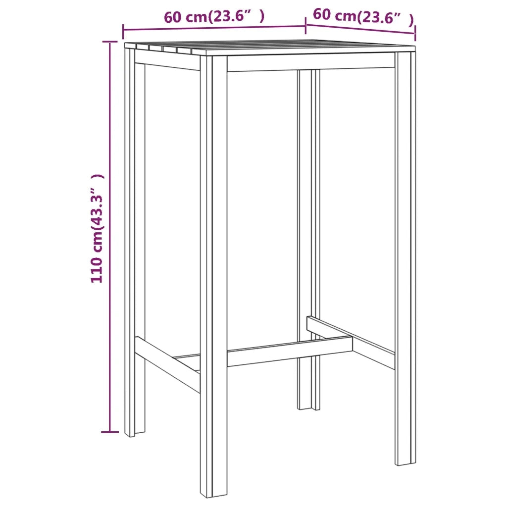 Tavolo da Bar 60x60x110 cm in Legno di Pino Impregnato 318219
