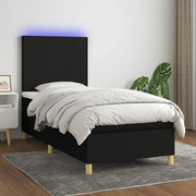 Letto a Molle con Materasso e LED-Struttura Letto con Materasso Nero 80x200 cm in Tessuto 900688