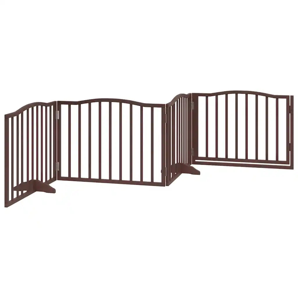 Cancello Cani Porta Pieghevole Marrone 4 Pannelli 320cm Pioppo 352233