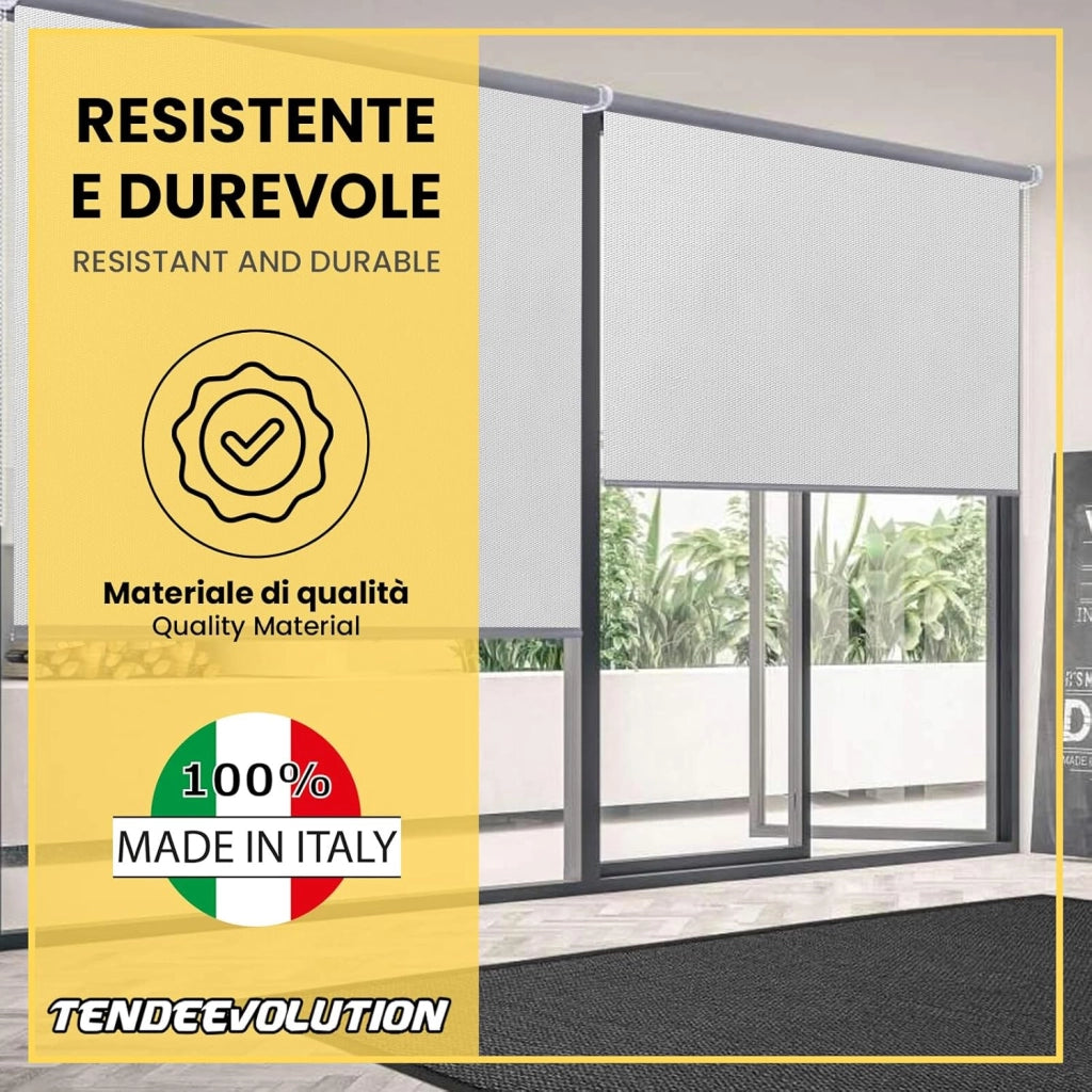 Tenda a Rullo Su Misura RODANO OSCURANTE - Larghezza 2,50m x Altezza 3m - Colore Bianco 1 - Ideale per Interni ed Esterni