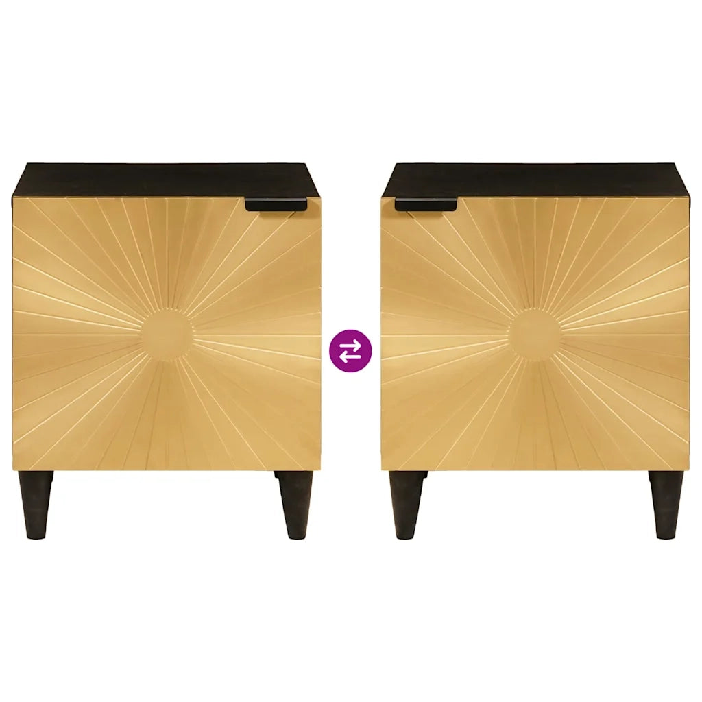 Armadio da Notte 2 pcs Nero e Oro 40 x 33 x 46 cm 4017825