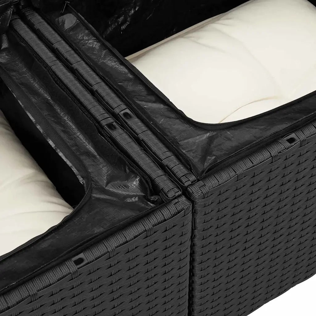 Set Divano da Giardino Nero e Crema 100 x 100 x 71 cm 3364065