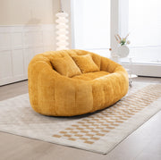 Pouf letto 150x95x63 cm con schienale e braccioli in chenille giallo
