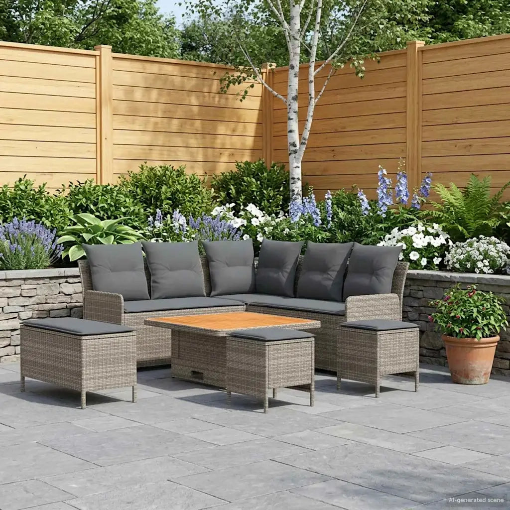 Set di Mobili 7 pcs Grigio e Grigio Scuro Rattan in PE 3422211