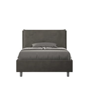 BS COM Letto una piazza e mezza senza rete imbottito 120x210 microfibra grigio