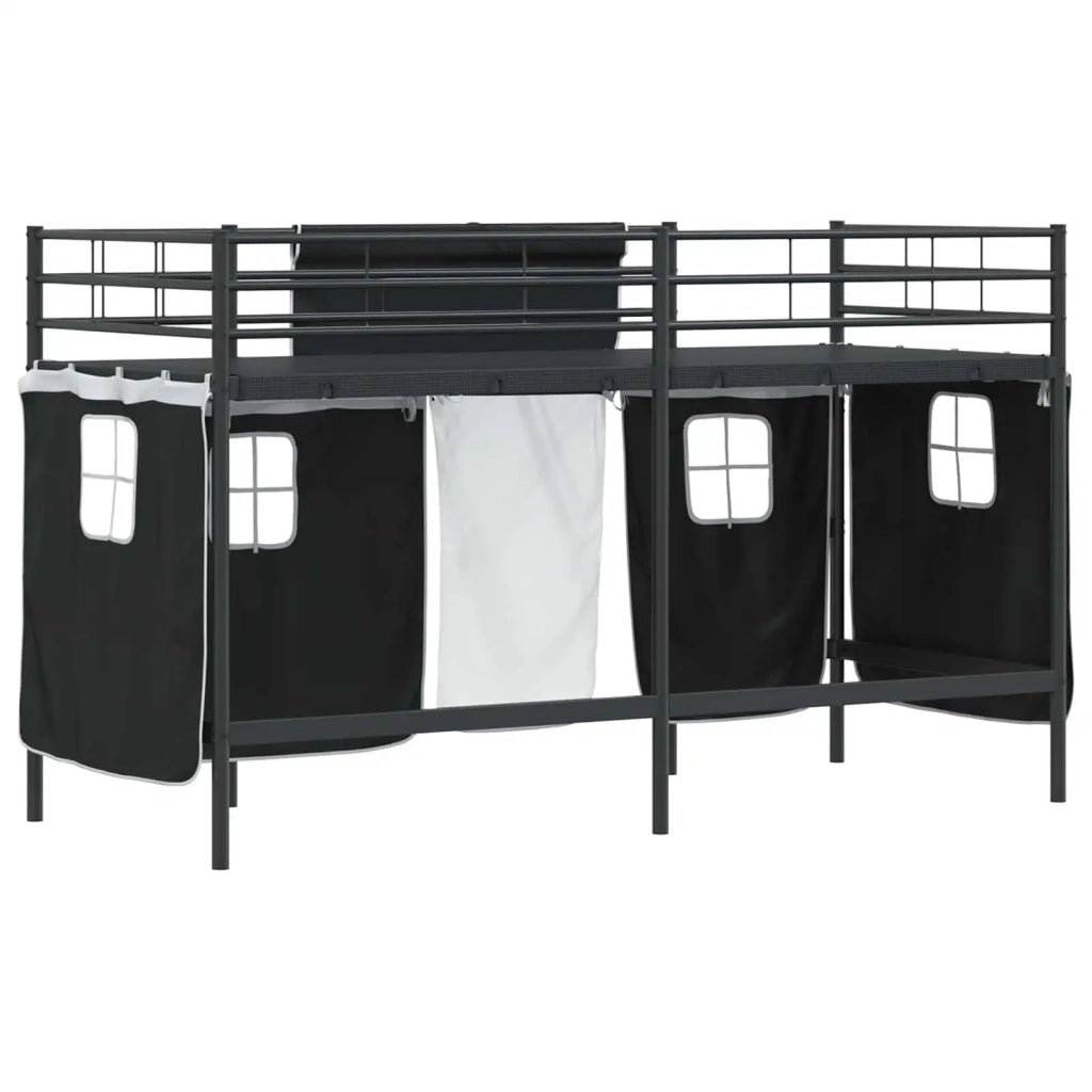 Struttura del Letto Loft per Bambini con Tendine-Giroletto per bambini Nero 307672