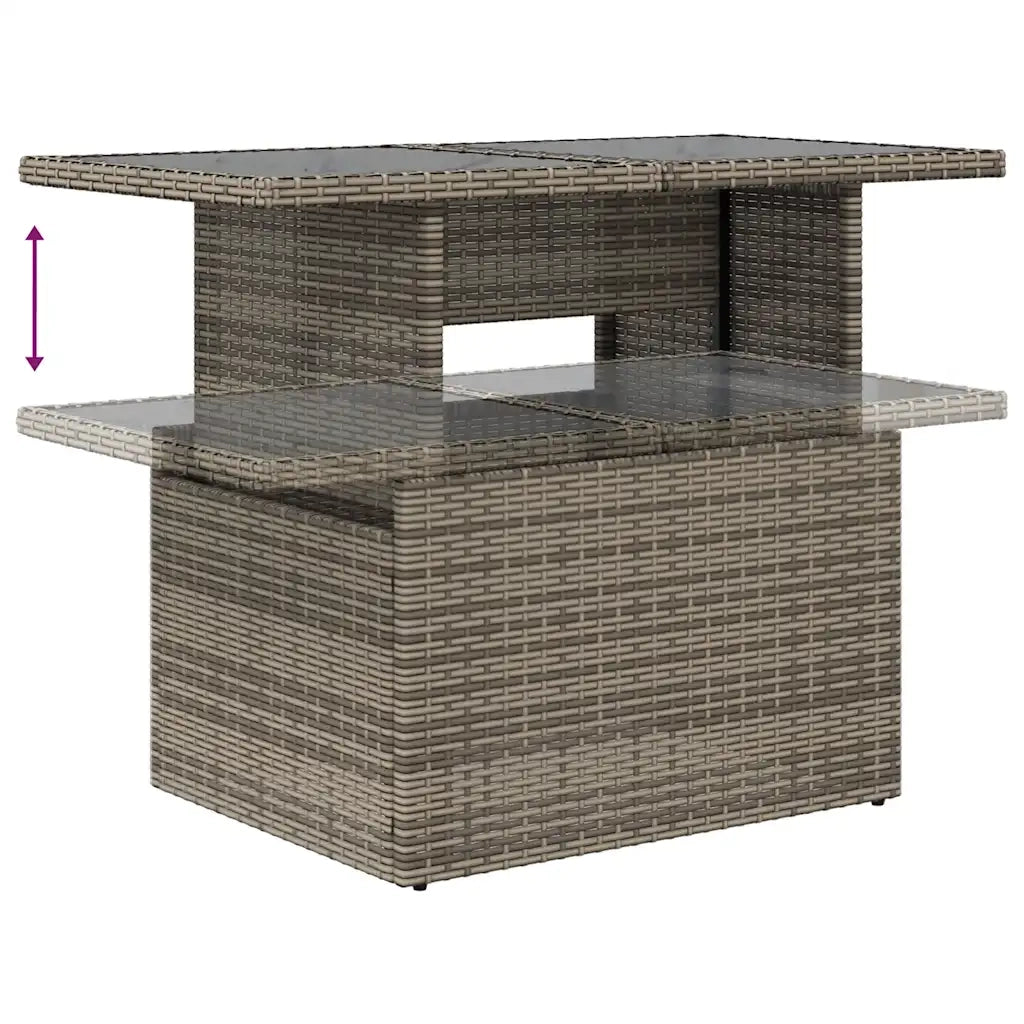 Set Divani da Giardino con Cuscini 7pz Nero Polyrattan Acacia 3326332