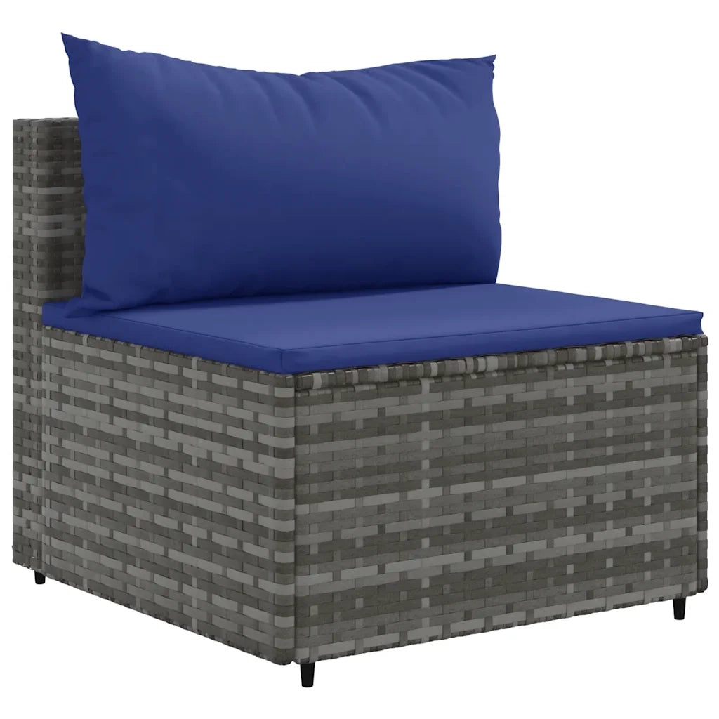 Set Divani da Giardino 8 pz con Cuscini in Polyrattan Grigio 3308239