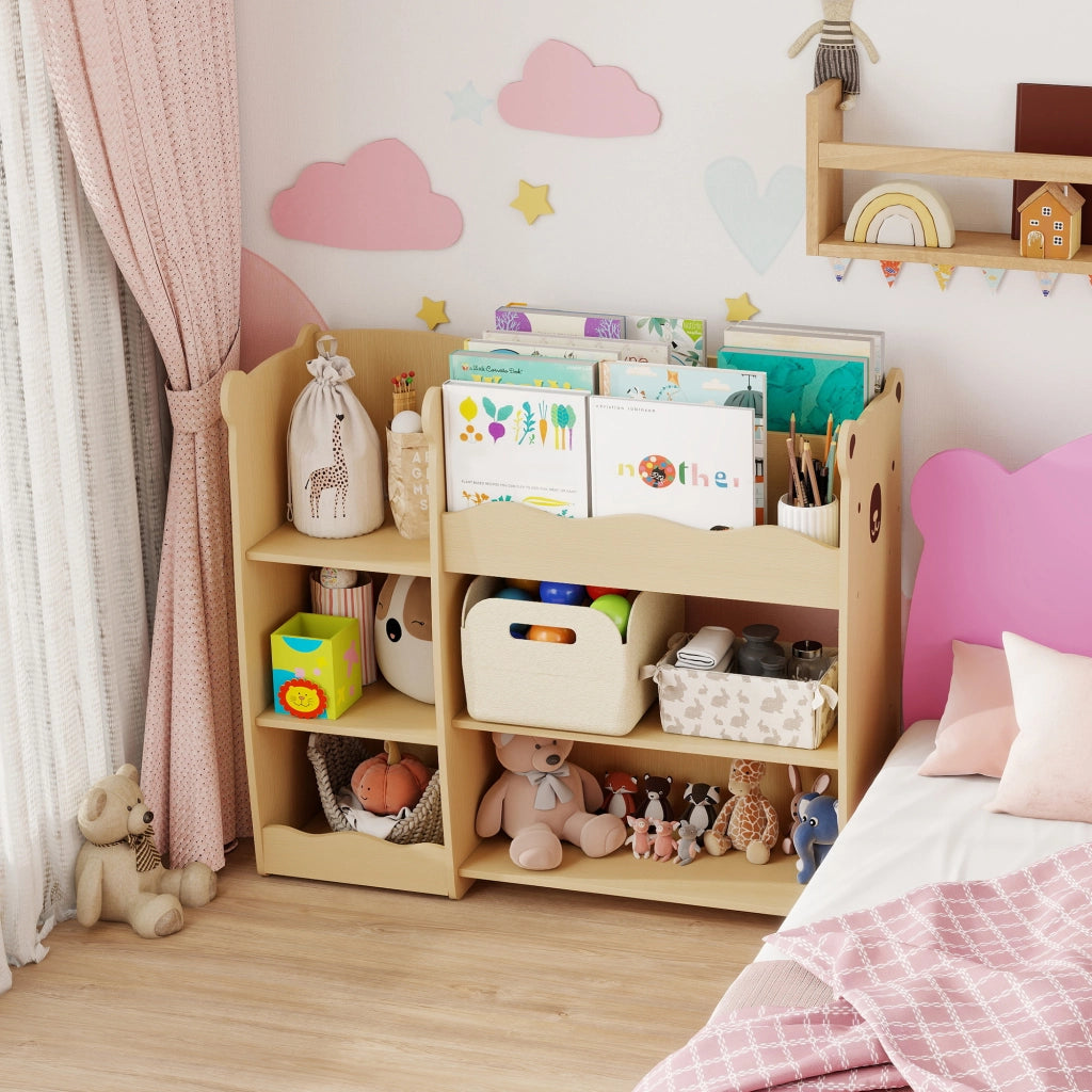 Scaffale portagiochi per bambini in legno con ripiani e scomparti ¨C Xylo ¨C 92x29x79 cm