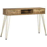 Consolle Ingresso con 2 Cassetti e Ripiano Aperto ¨C Minimal ¨C Legno e Bronce 120x29x79 cm