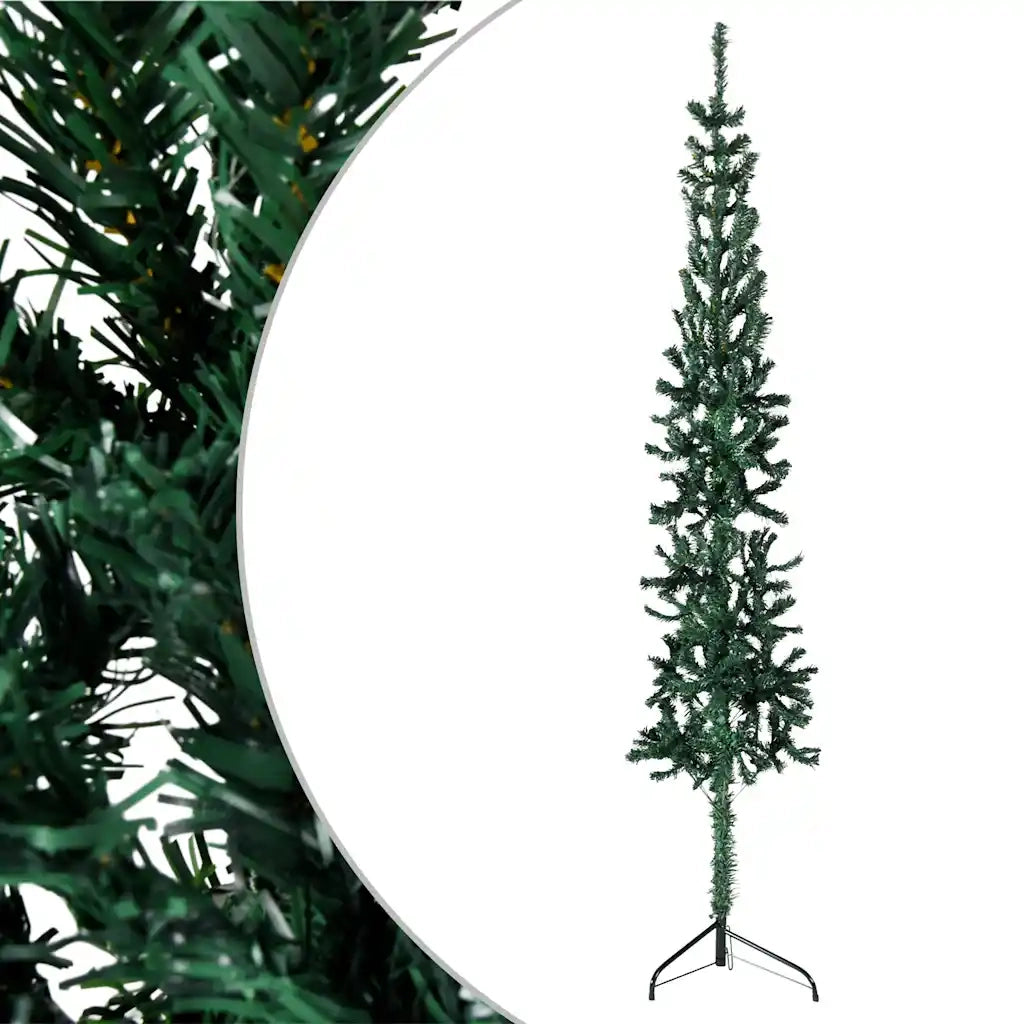 Albero Natale Artificiale Sottile a Metà Supporto Verde 150 cm 344600