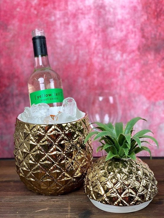 Ananasijsemmer premium con doppio strato e coperchio per bar accessori e decorazioni da festa 21,5 x 21,5 x 27 cm con coperchio doppio strato