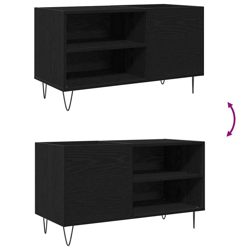 Mobile porta vinili con lo scaffale Rovere Nero 85 x 38 x 48 cm 862897