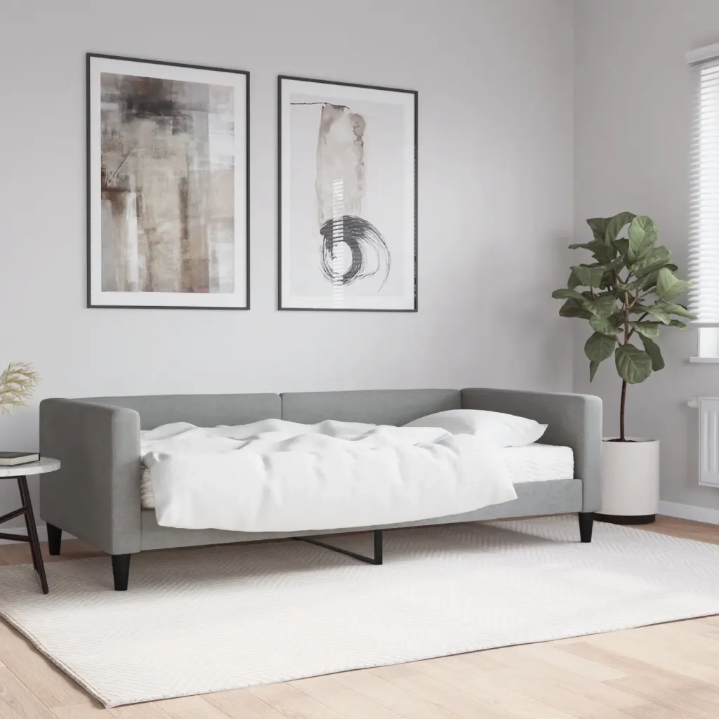 Divano Letto con Materasso-Sofa Letto-Daybed Grigio Chiaro 90x200 cm in Tessuto 305943